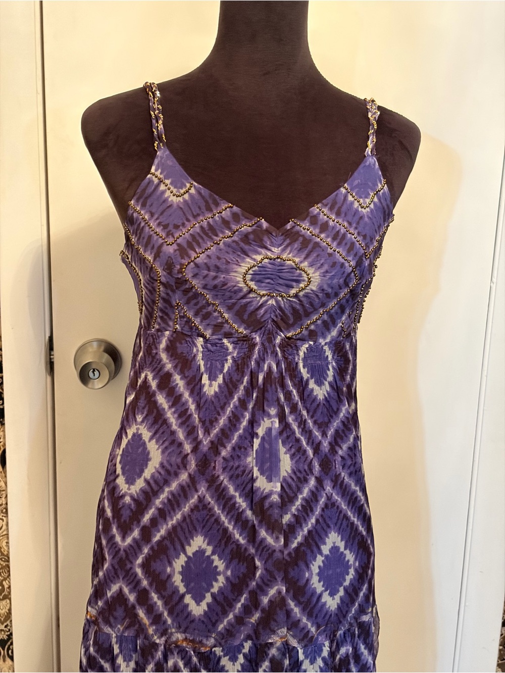 Alberto Makali Purple and White Tie-Dye Maxi Dress